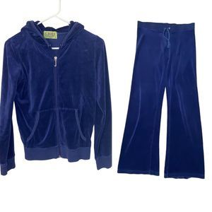 Juicy Couture Navy Velour Track Suit Navy Set Rare Y2K 2000